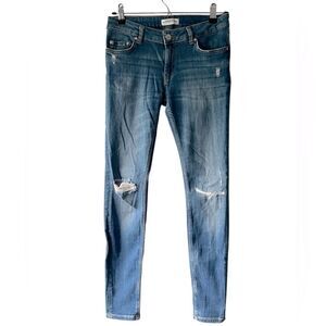 Zara Premium Denim Womens Regular Fit Skinny Leg Jeans Blue Stretch Size 4